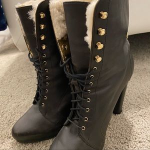 Ted Baker London Nalanni Fur Trimmed Booties Black